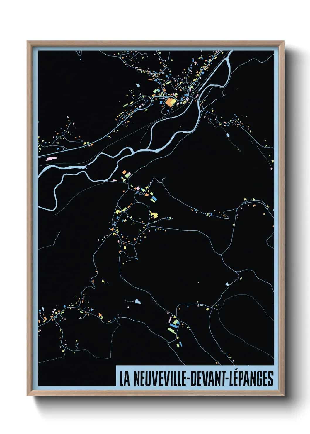 Une affiche de carte sur La Neuveville-devant-Lépanges