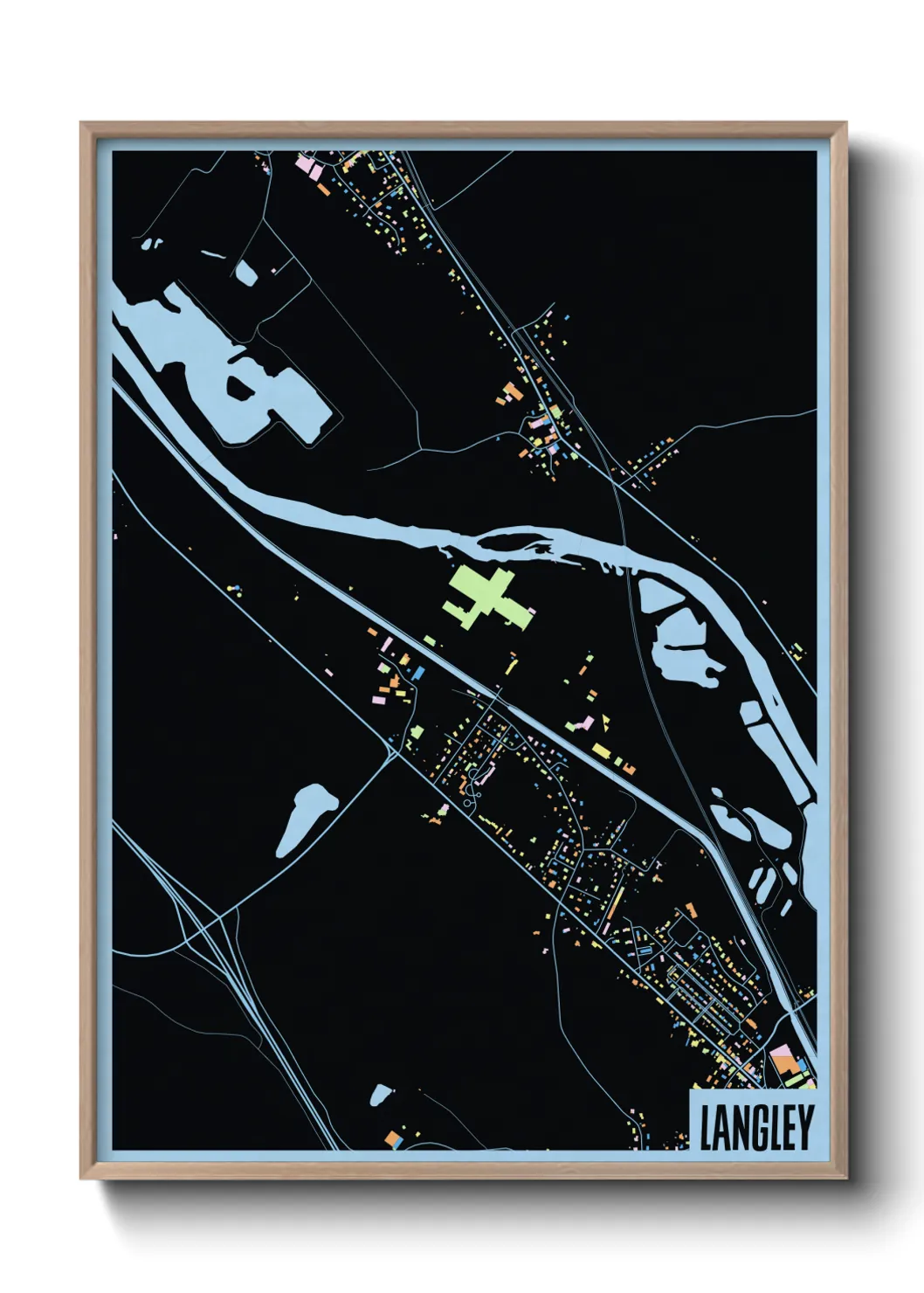 Une affiche de carte sur Langley