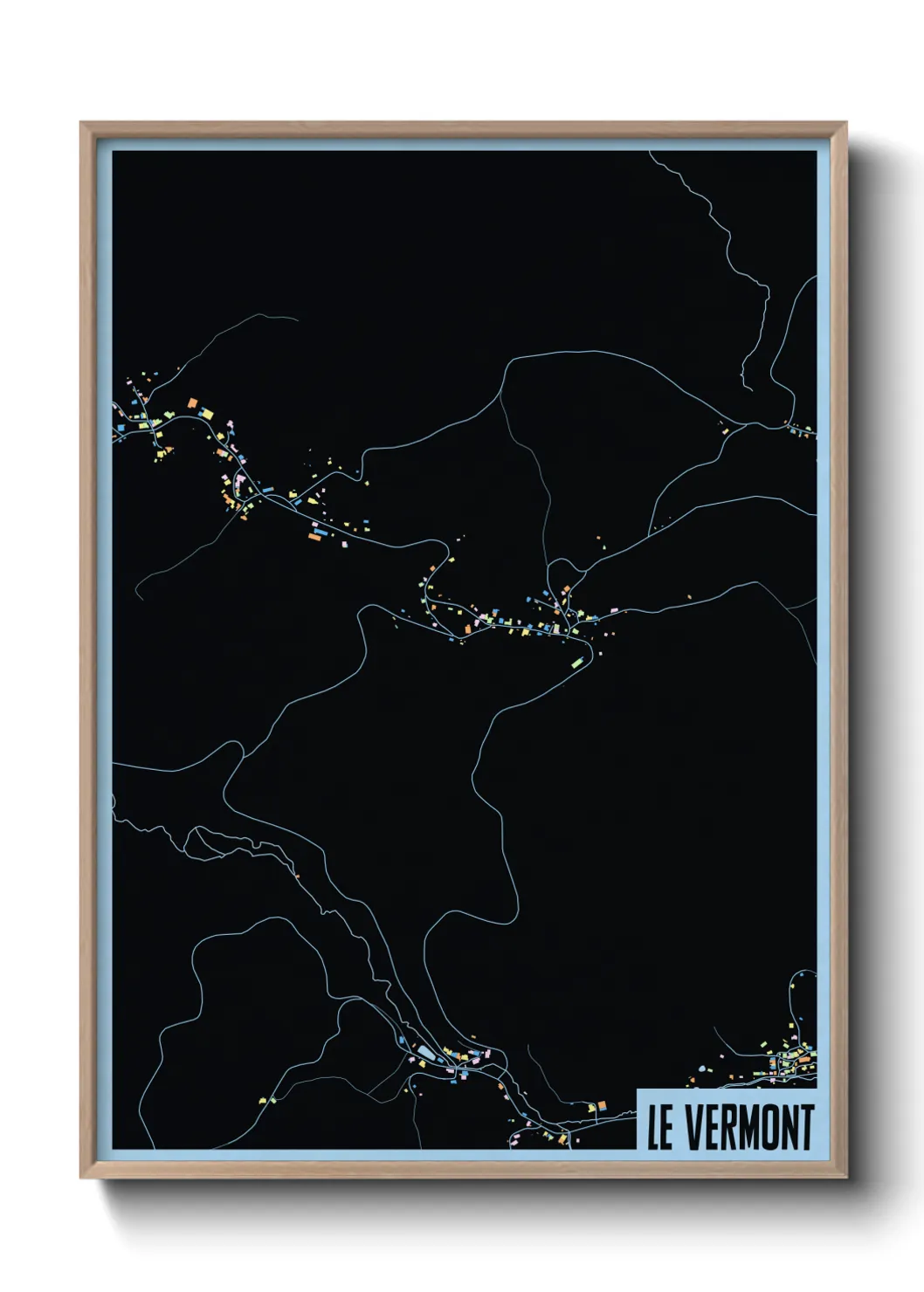 Une affiche de carte sur Le Vermont