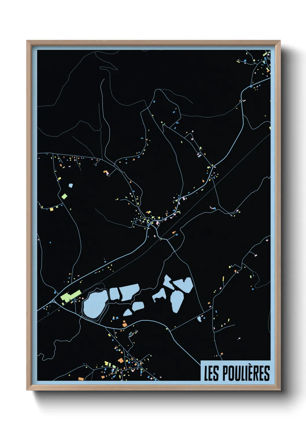 Une affiche de carte sur Les Poulières