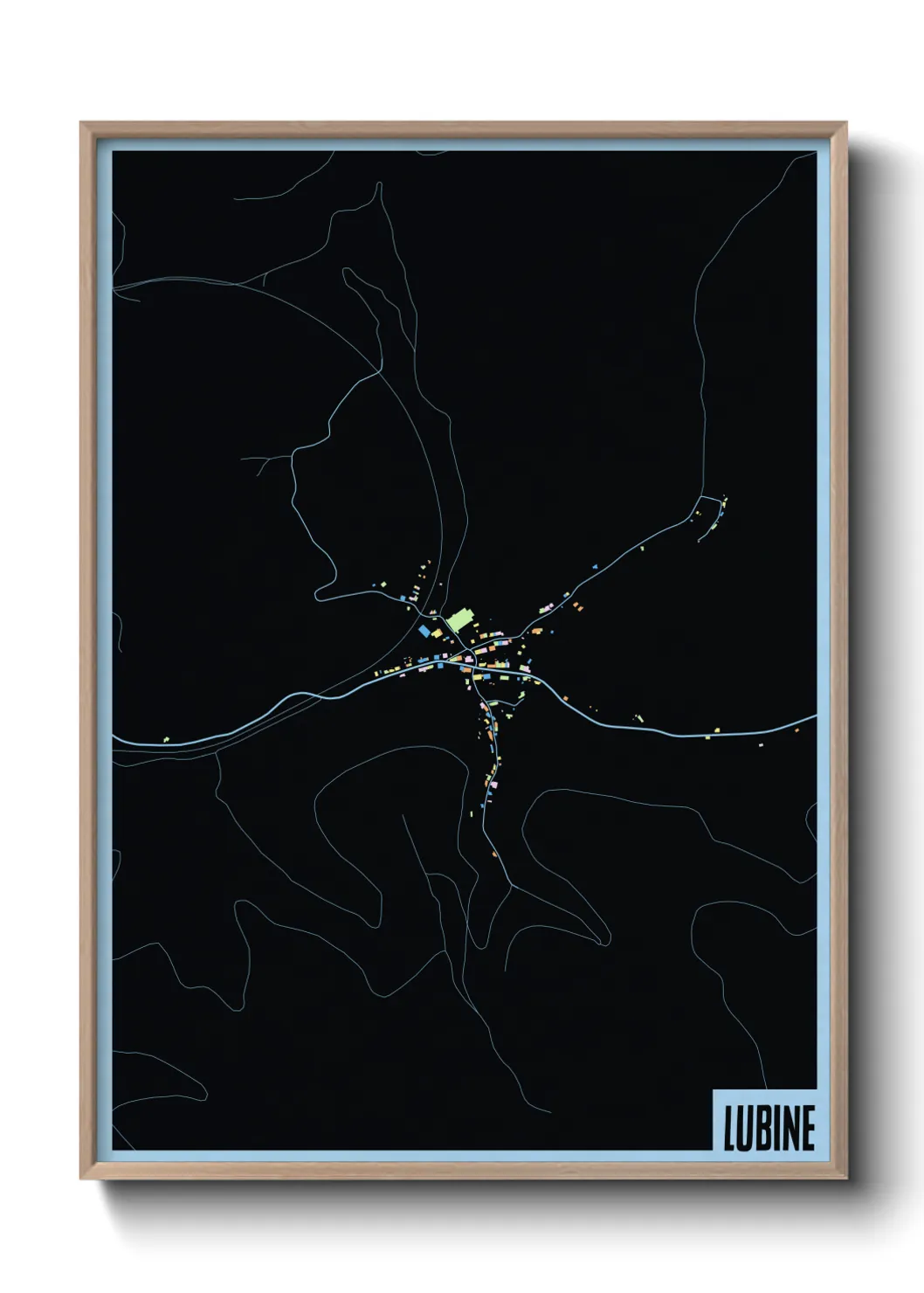 Une affiche de carte sur Lubine