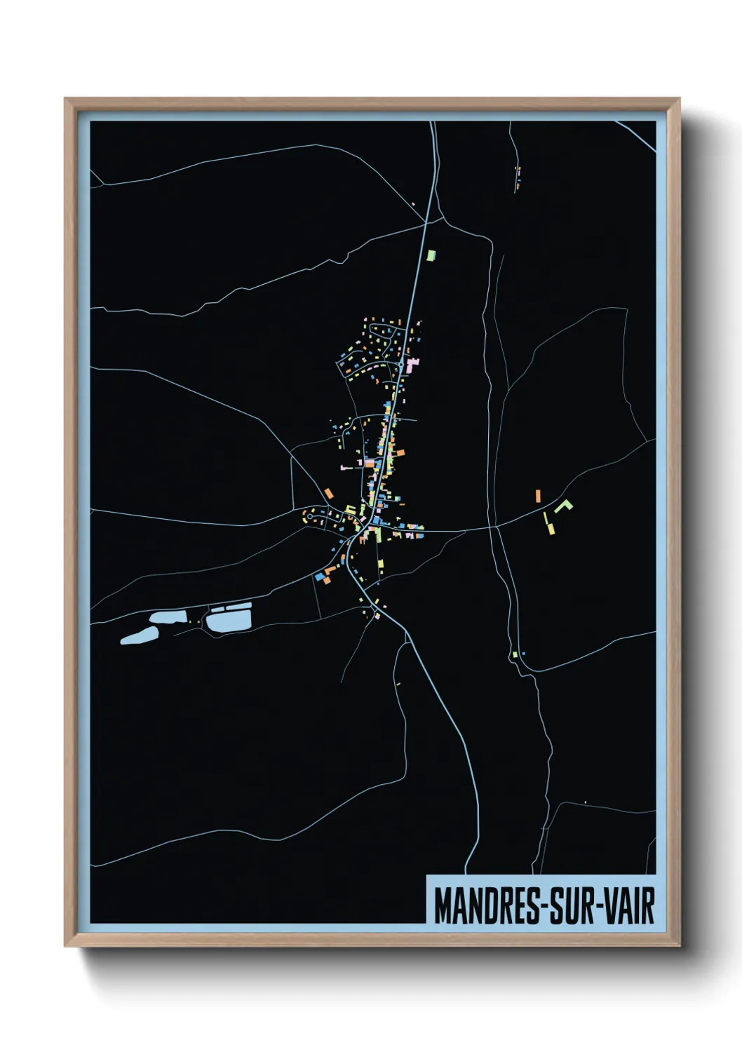 Une affiche de carte sur Mandres-sur-Vair