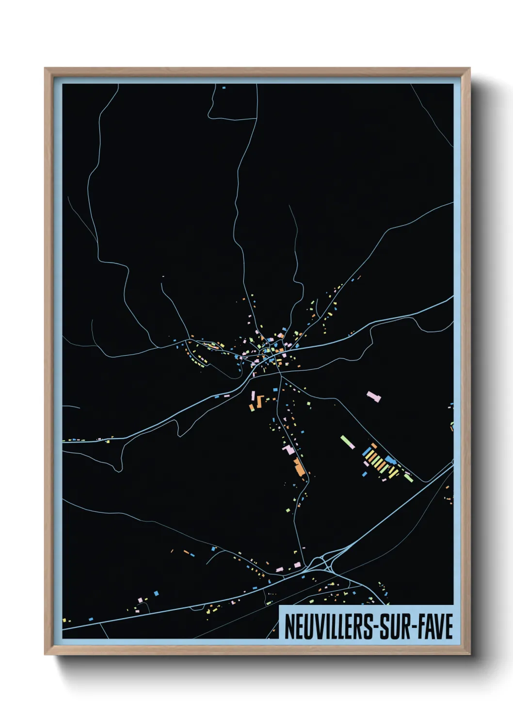 Une affiche de carte sur Neuvillers-sur-Fave