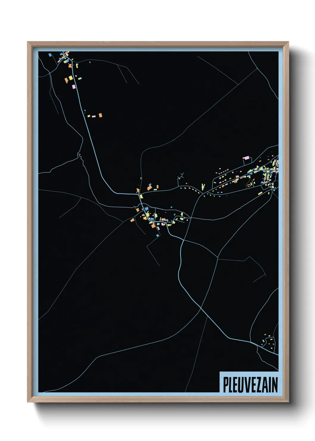 Une affiche de carte sur Pleuvezain