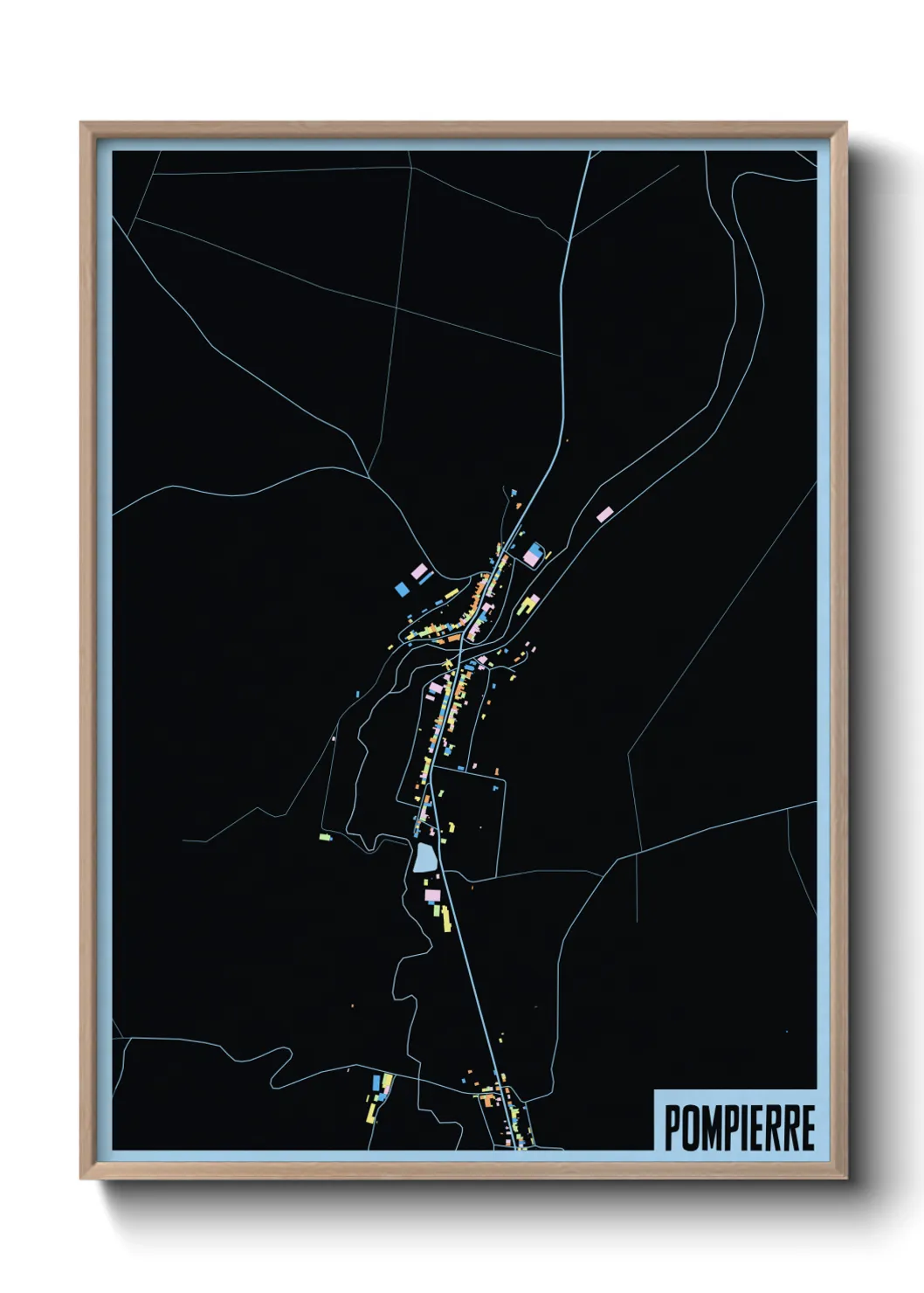 Une affiche de carte sur Pompierre