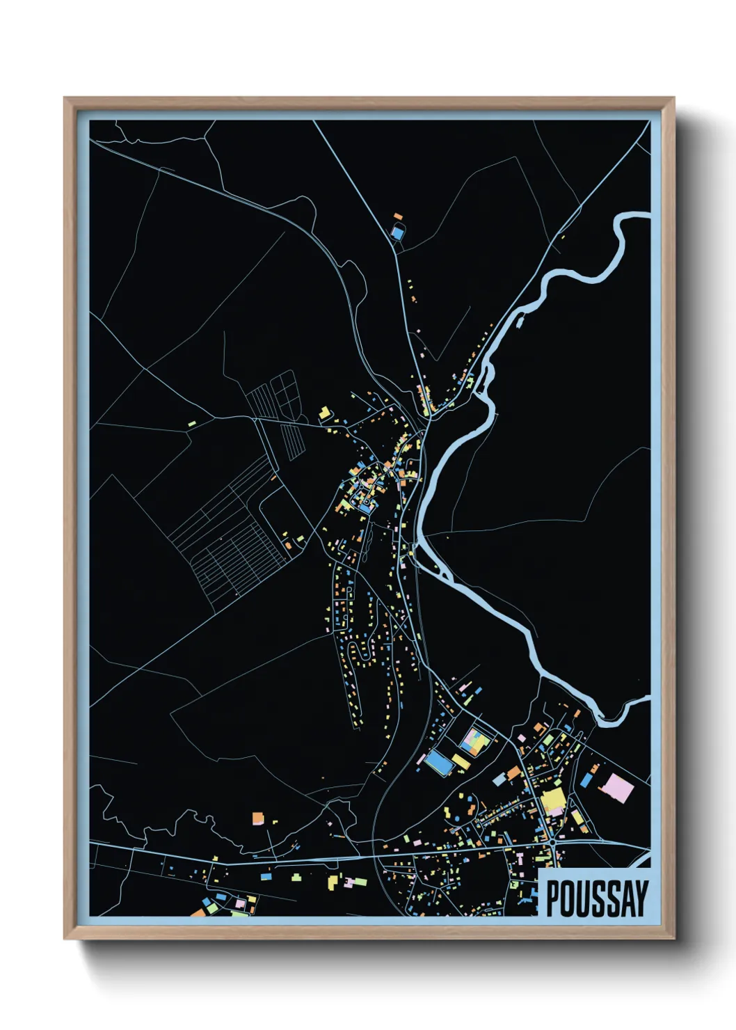 Une affiche de carte sur Poussay