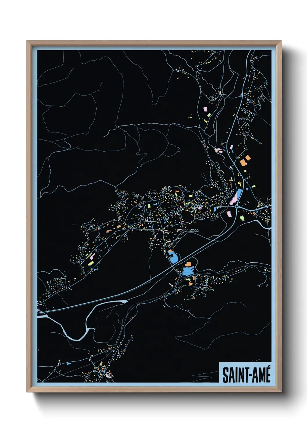 Une affiche de carte sur Saint-Amé