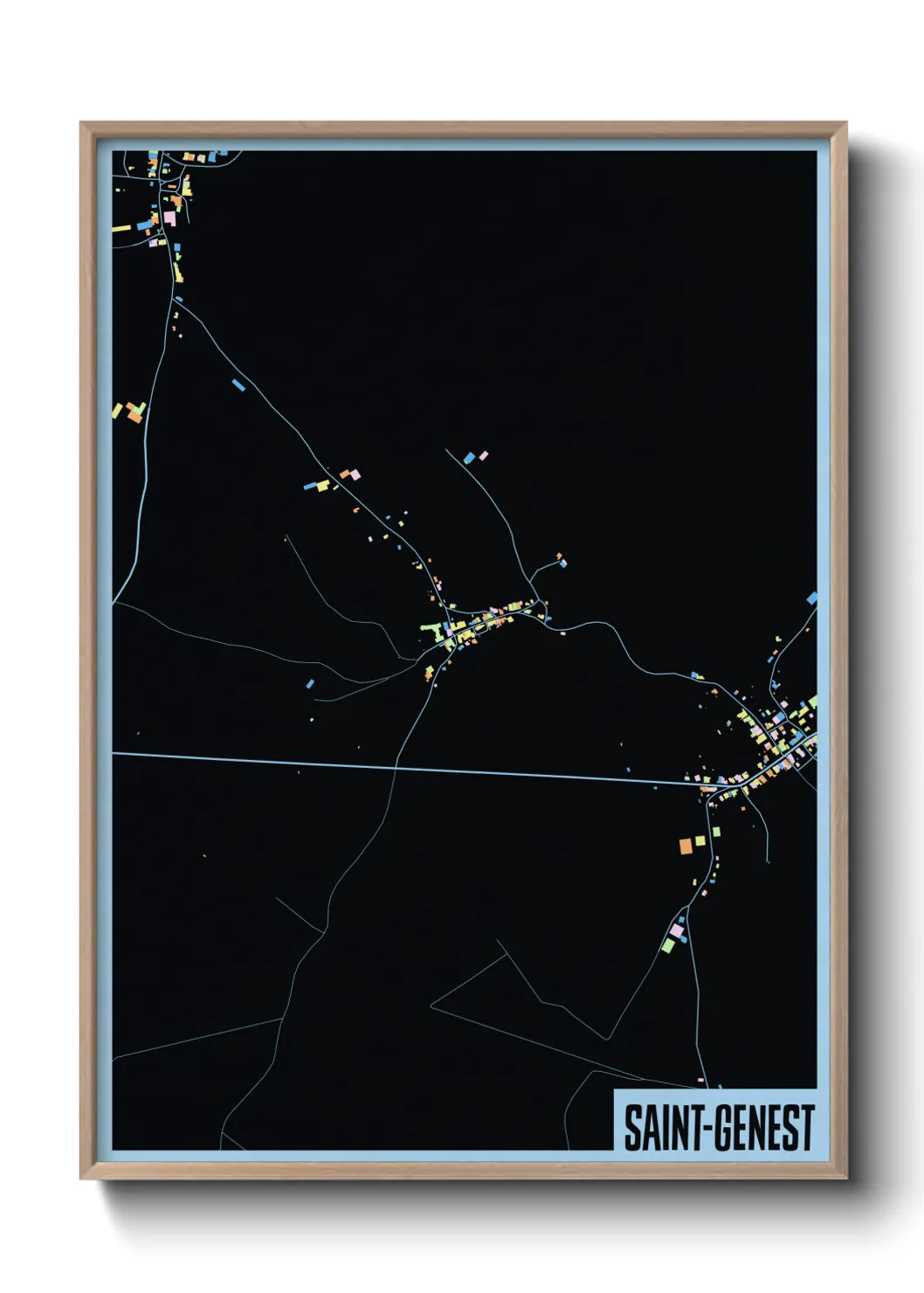 Une affiche de carte sur Saint-Genest