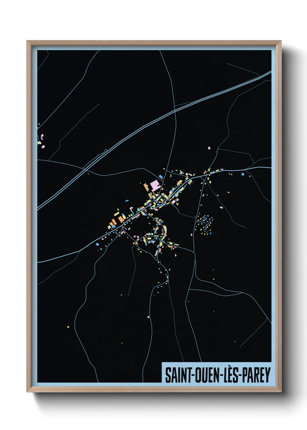 Une affiche de carte sur Saint-Ouen-lès-Parey