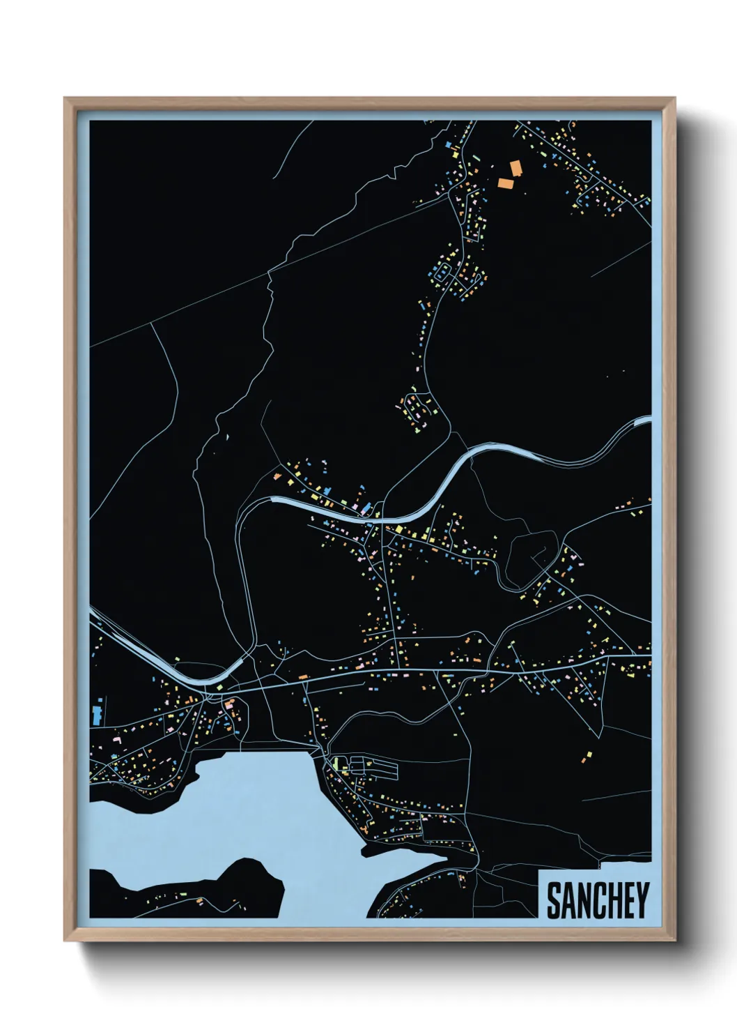 Une affiche de carte sur Sanchey