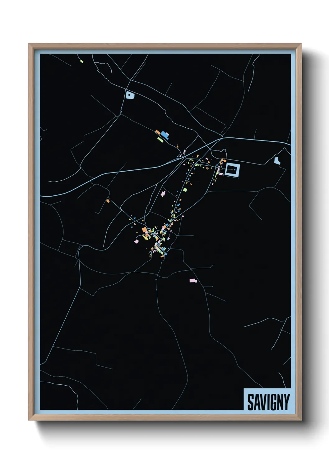 Une affiche de carte sur Savigny