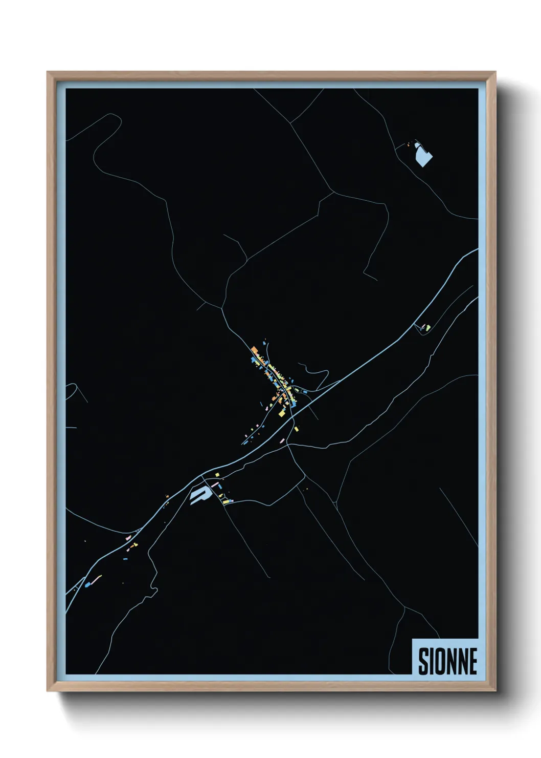 Une affiche de carte sur Sionne