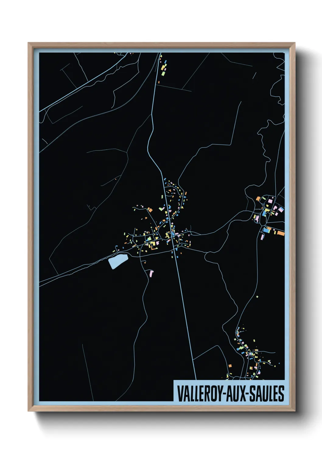 Une affiche de carte sur Valleroy-aux-Saules