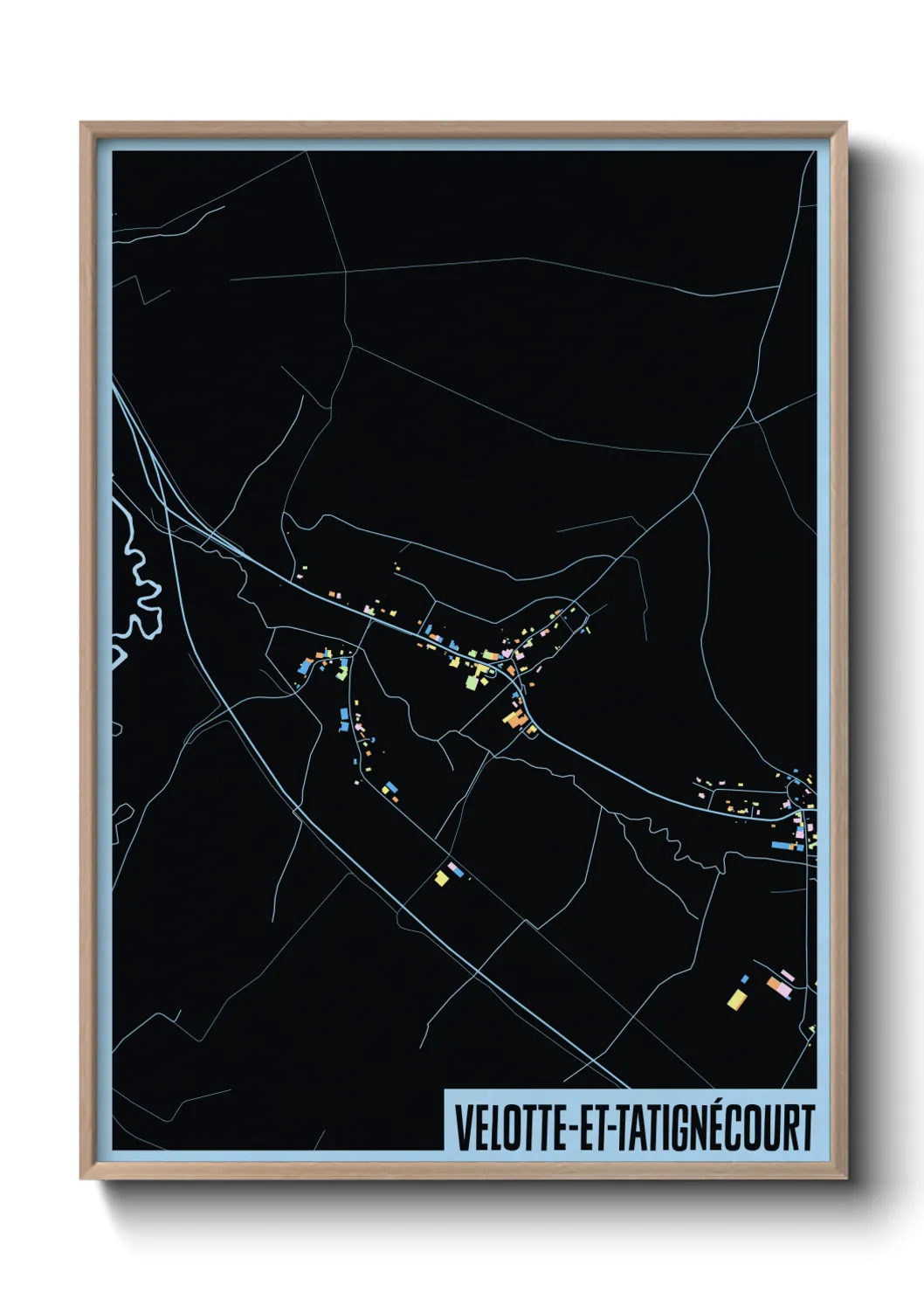 Une affiche de carte sur Velotte-et-Tatignécourt