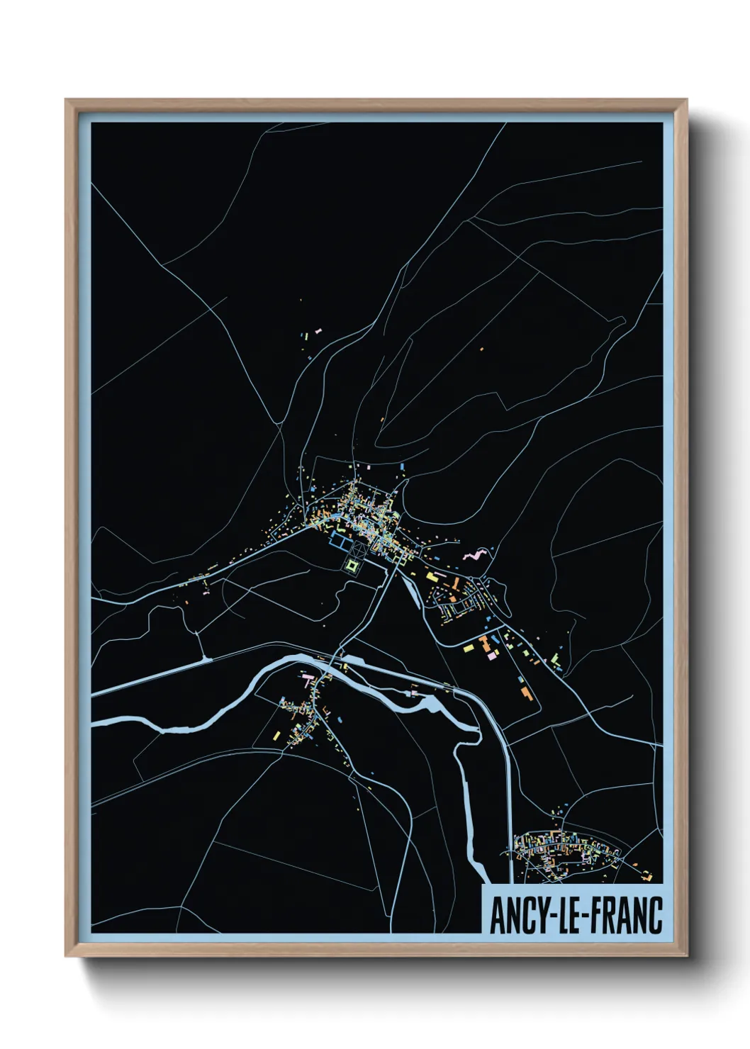 Une affiche de carte sur Ancy-le-Franc