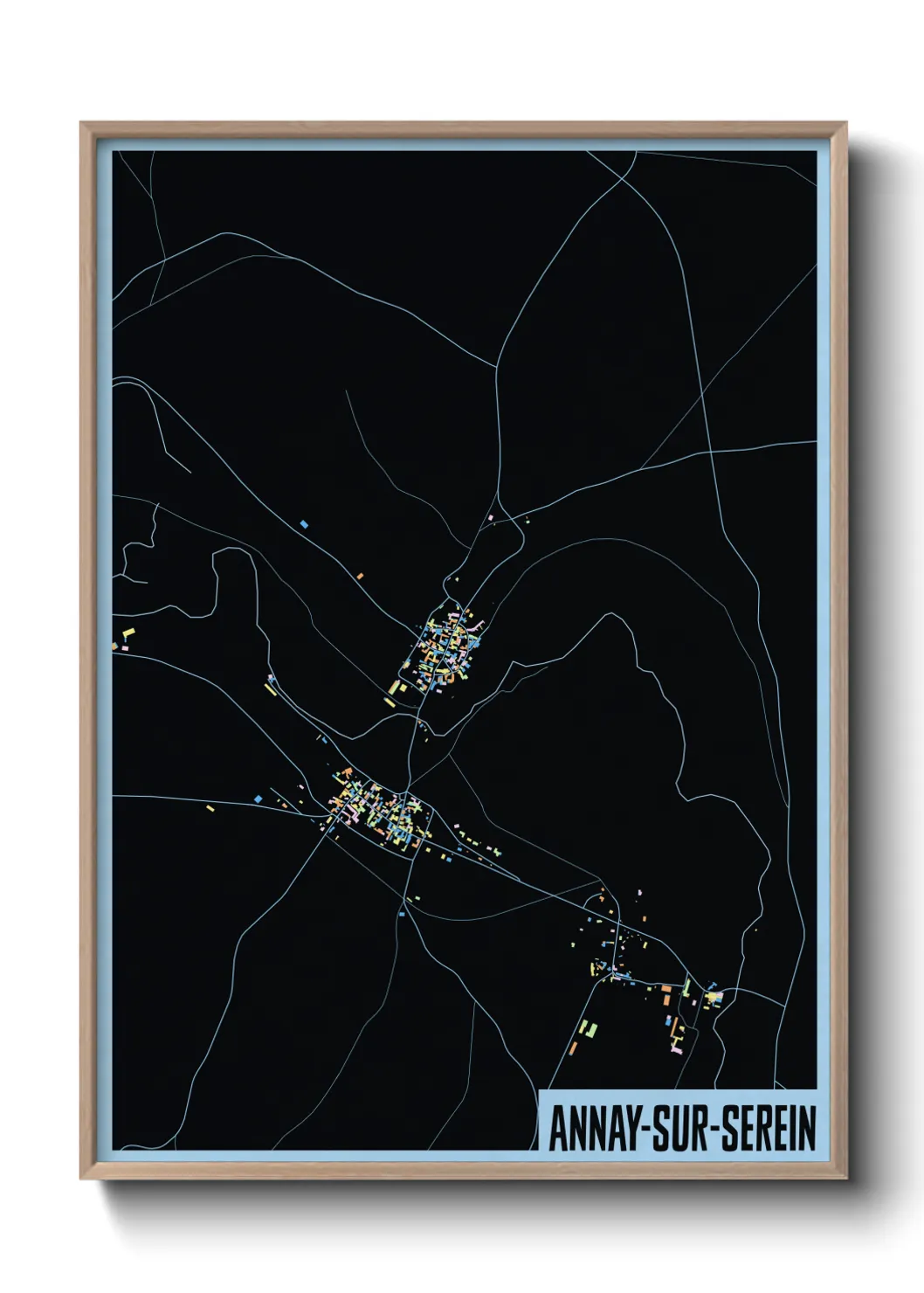 Une affiche de carte sur Annay-sur-Serein