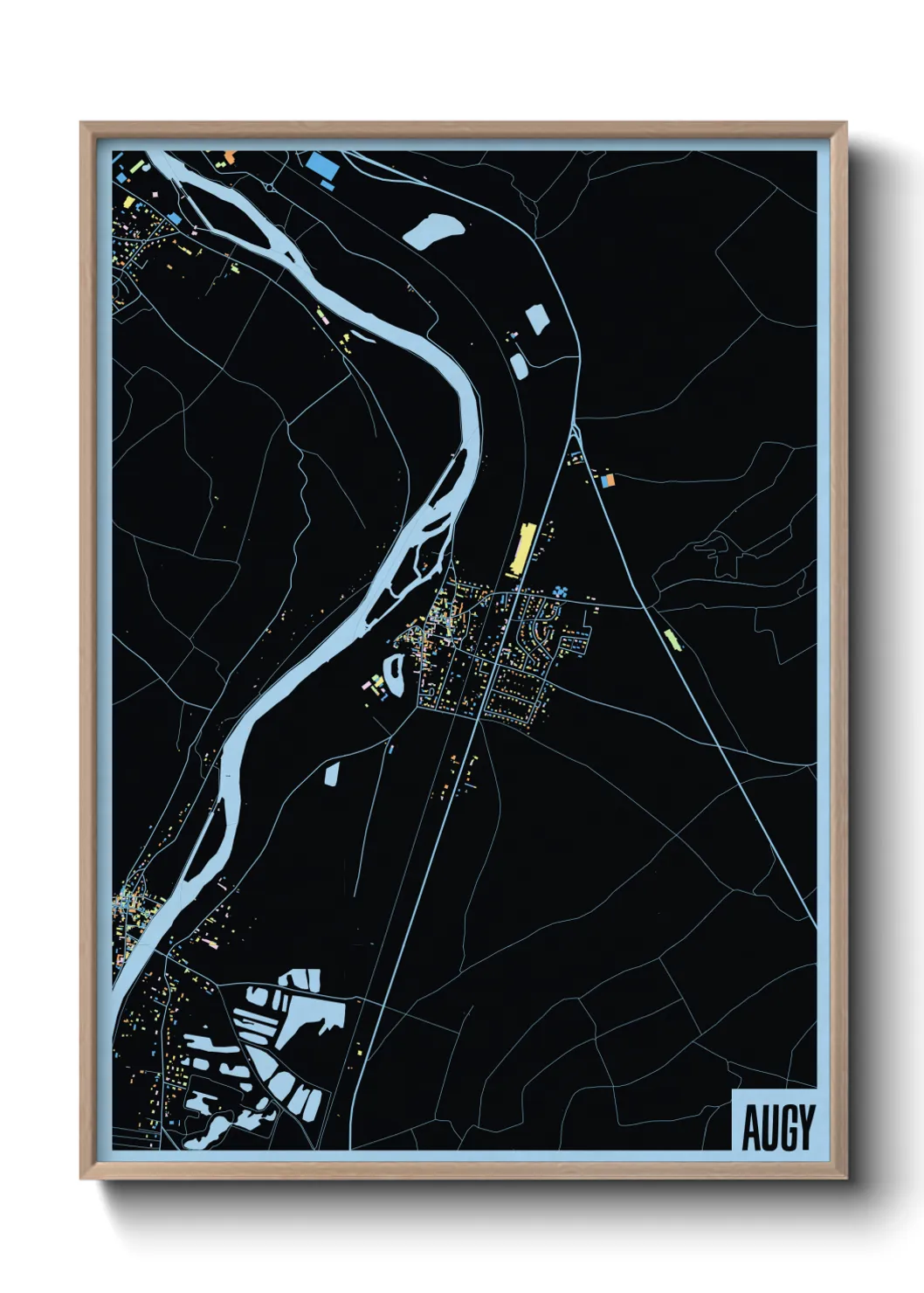 Une affiche de carte sur Augy