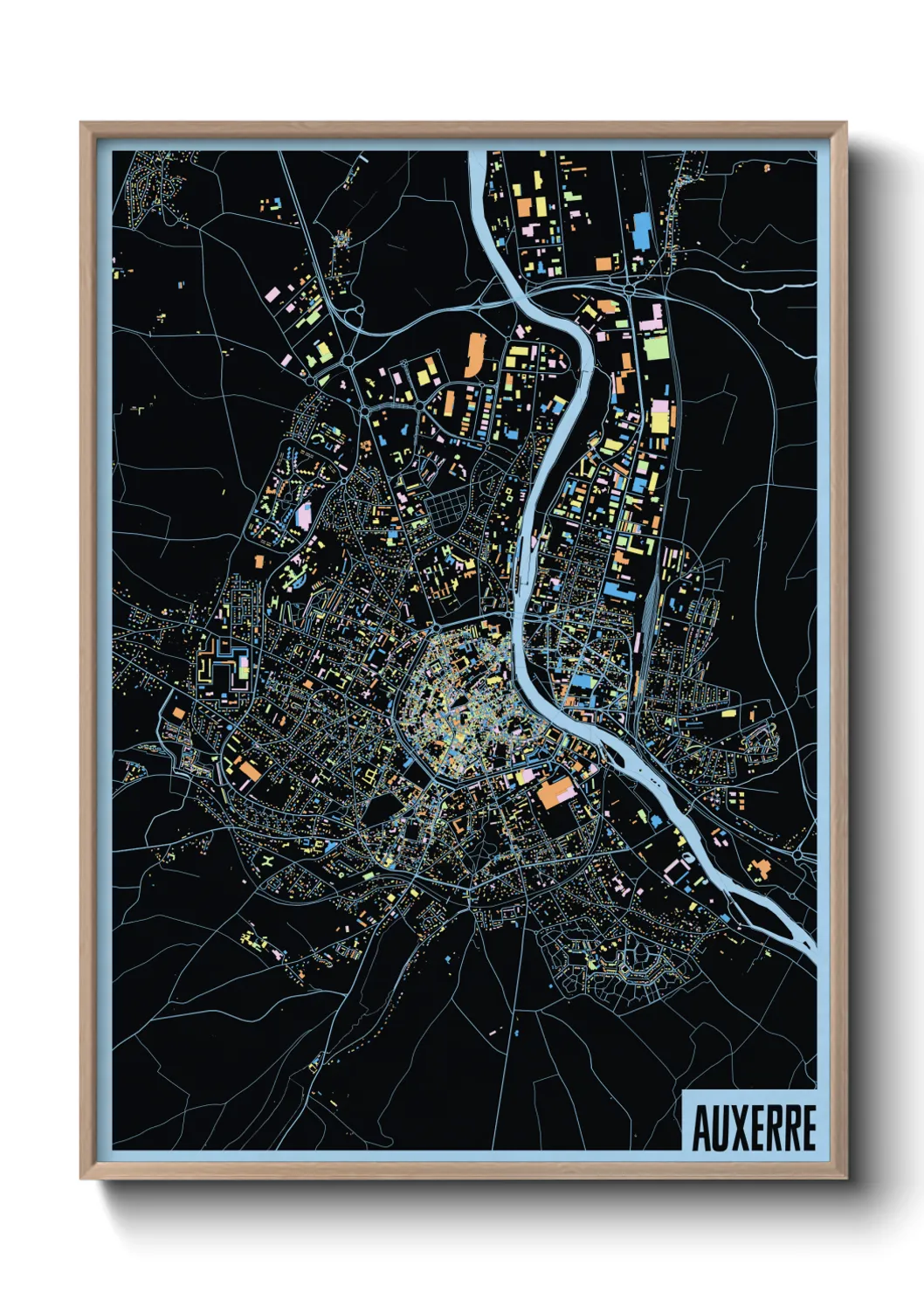 Une affiche de carte sur Auxerre