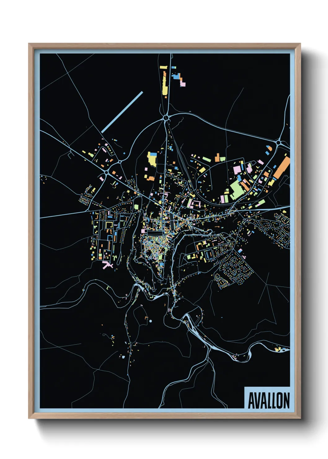 Une affiche de carte sur Avallon