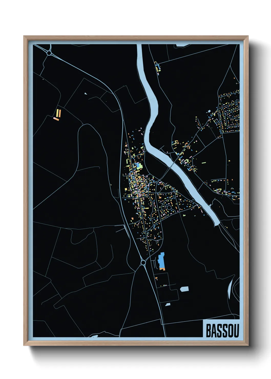 Une affiche de carte sur Bassou