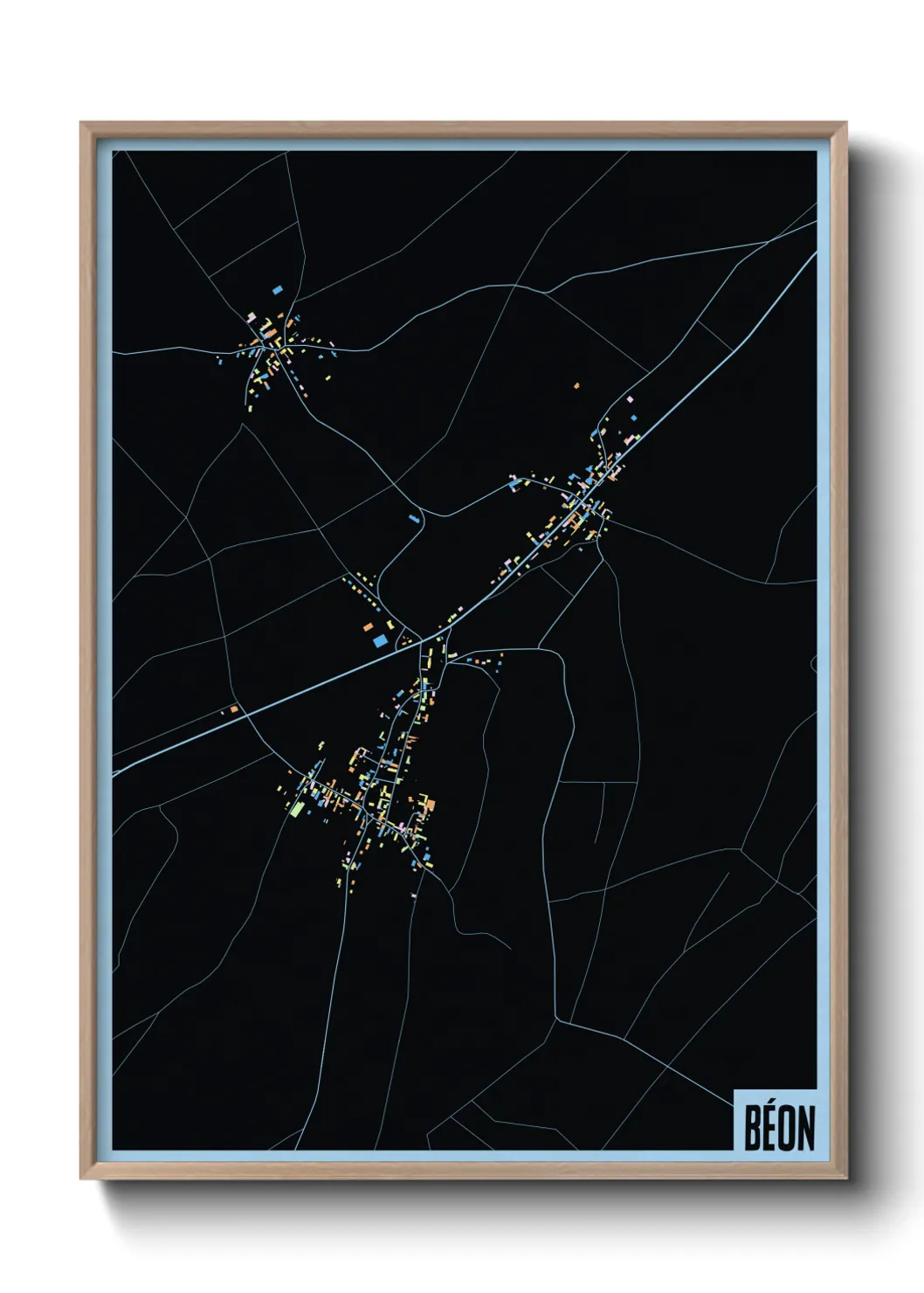 Une affiche de carte sur Béon