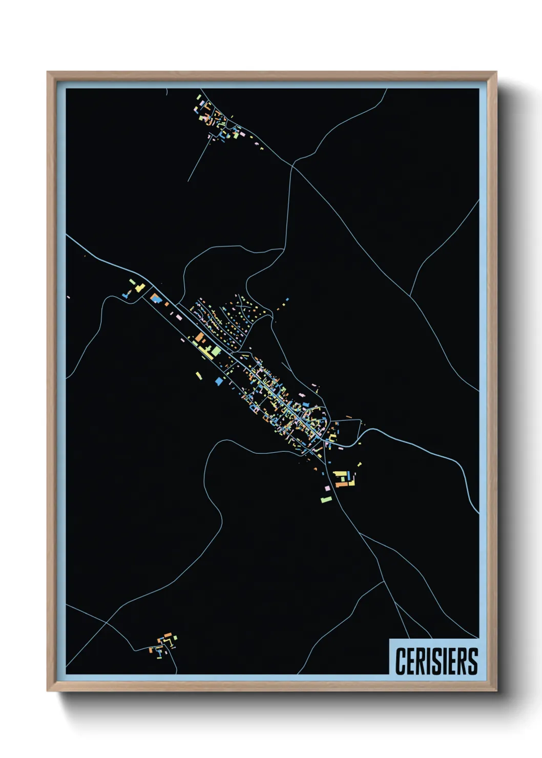 Une affiche de carte sur Cerisiers