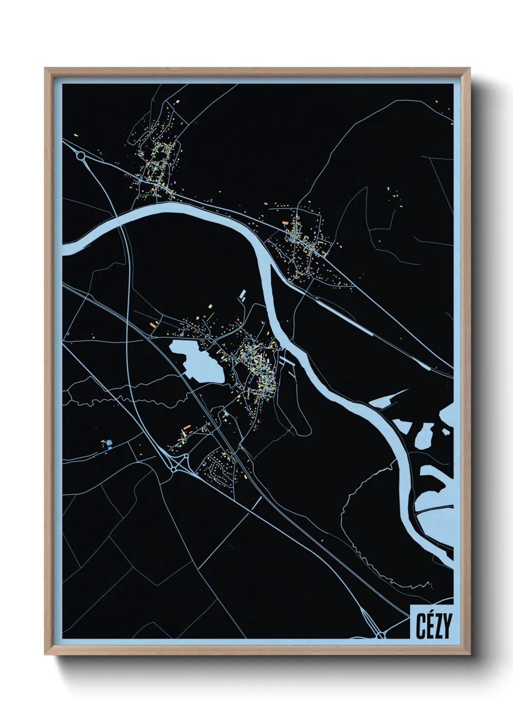 Une affiche de carte sur Cézy