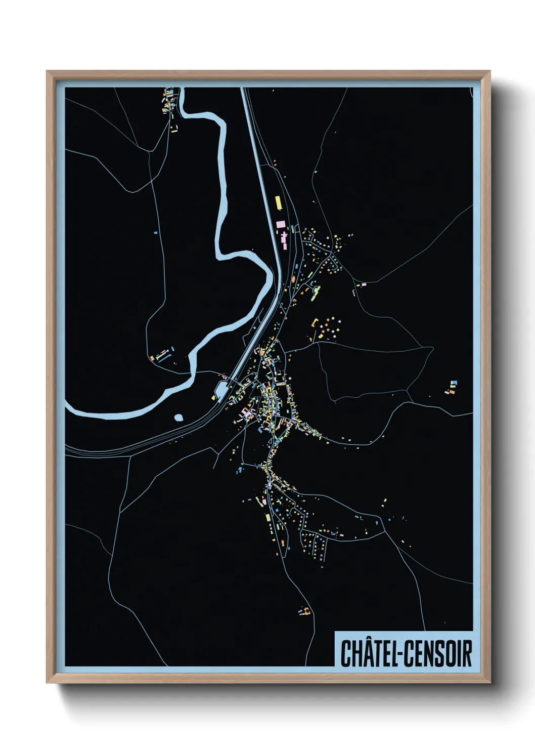 Une affiche de carte sur Châtel-Censoir