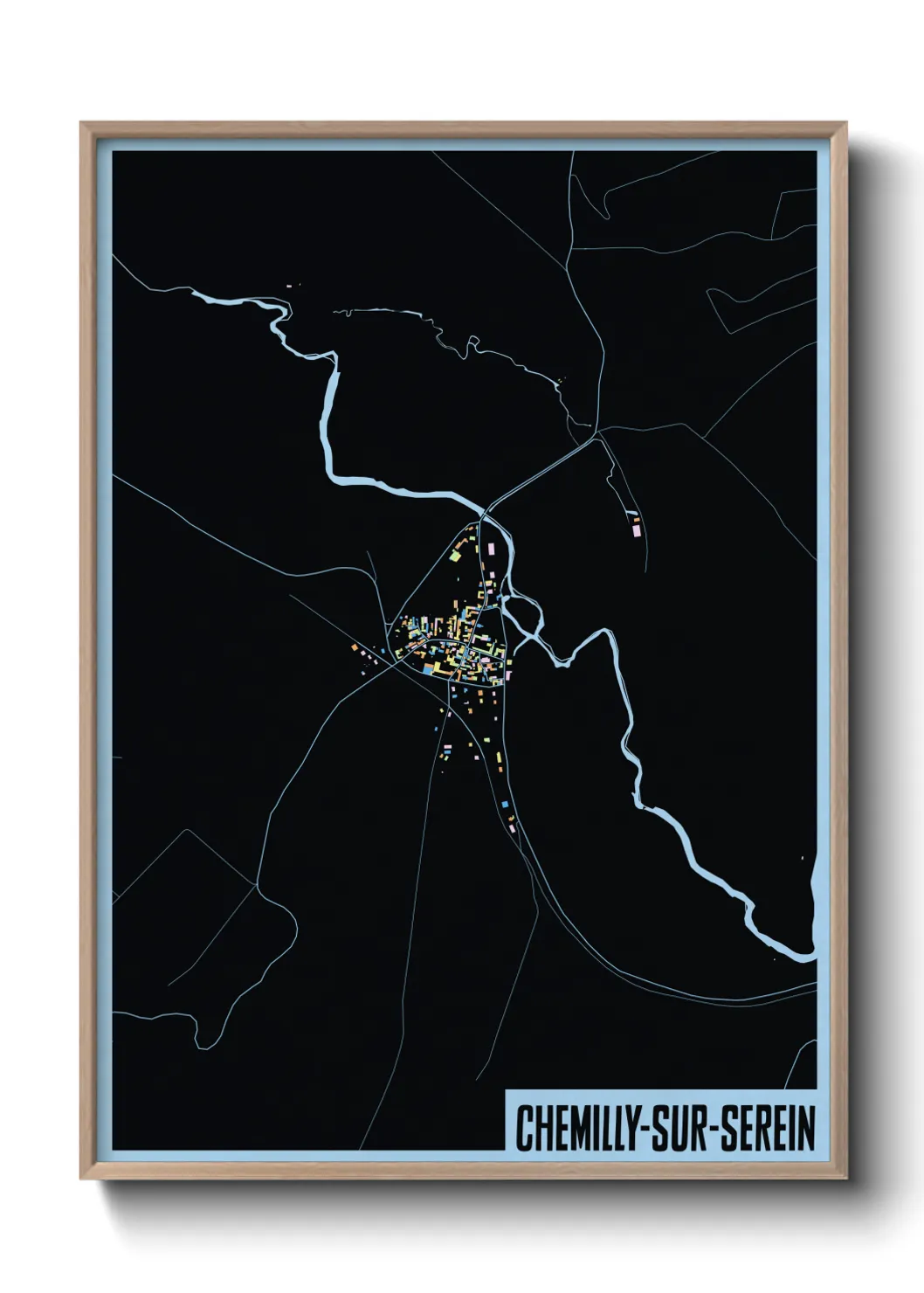 Une affiche de carte sur Chemilly-sur-Serein