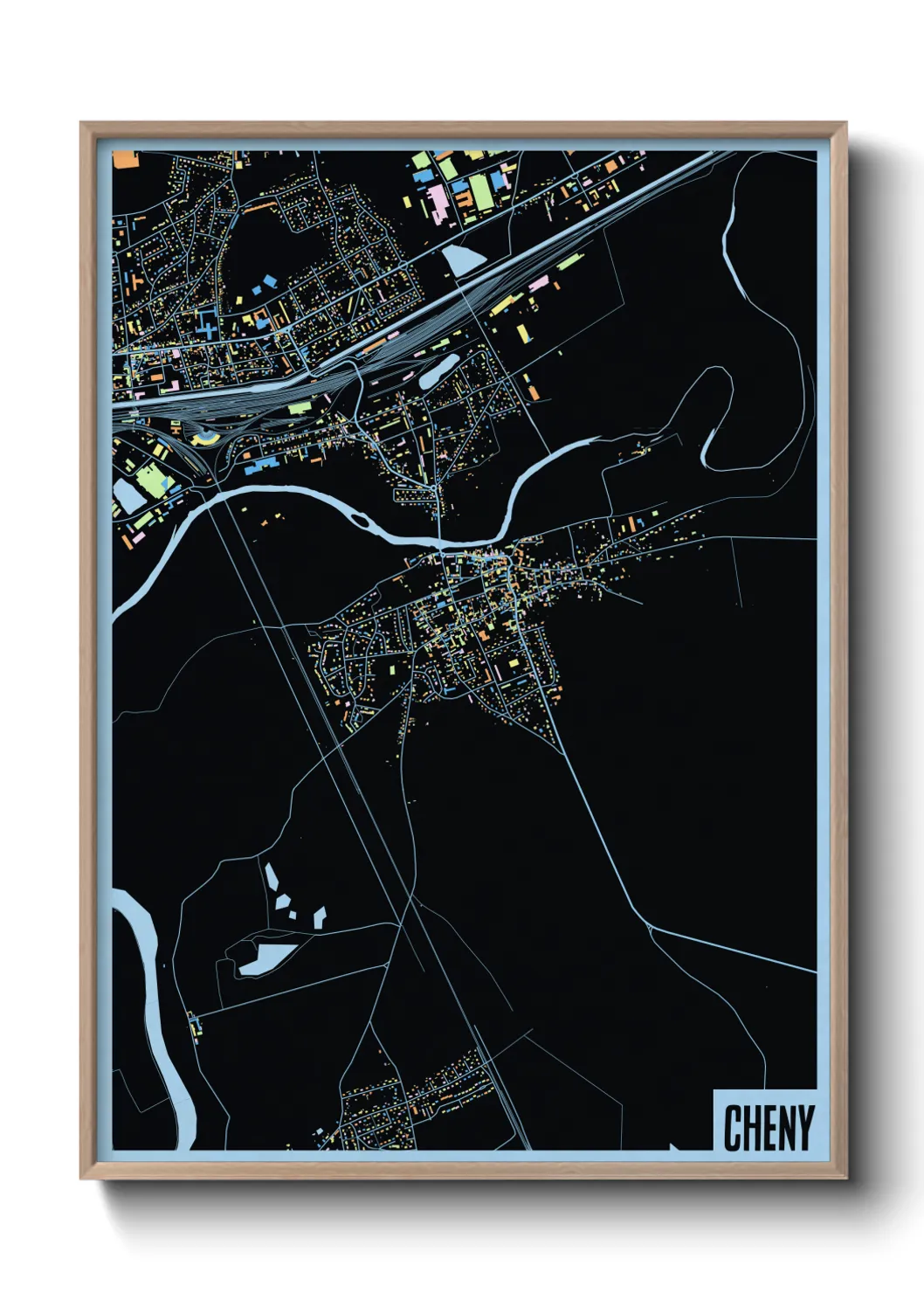 Une affiche de carte sur Cheny