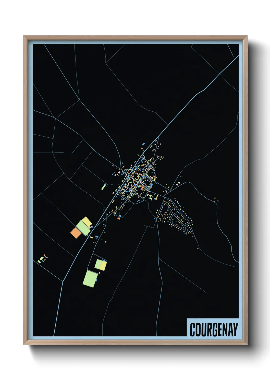 Une affiche de carte sur Courgenay