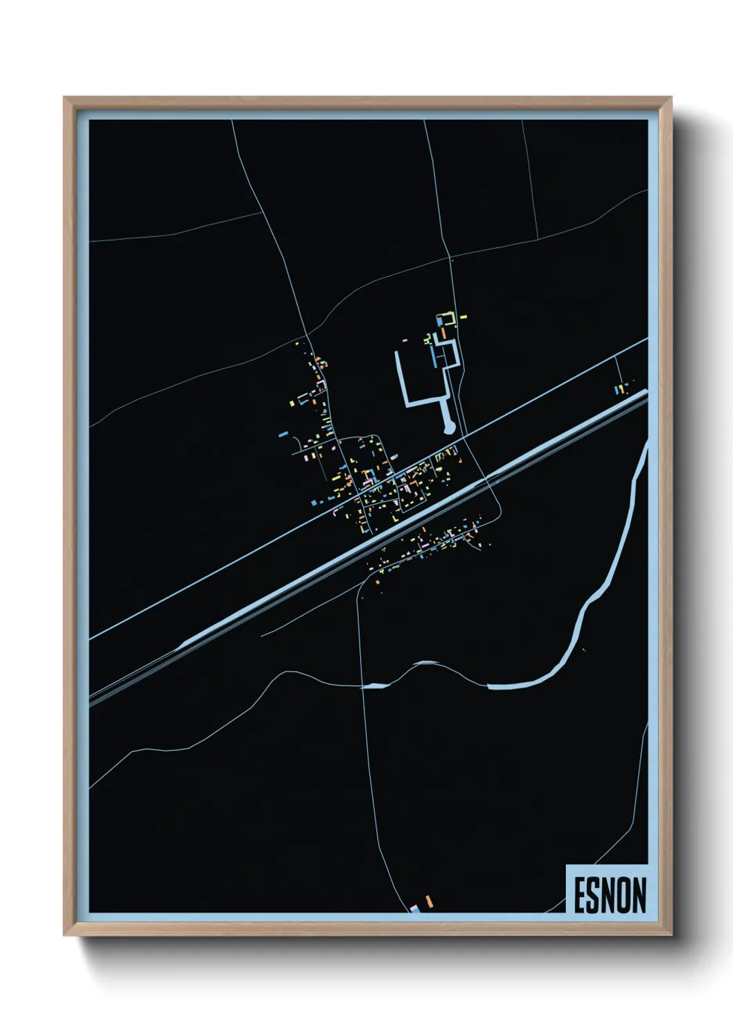 Une affiche de carte sur Esnon