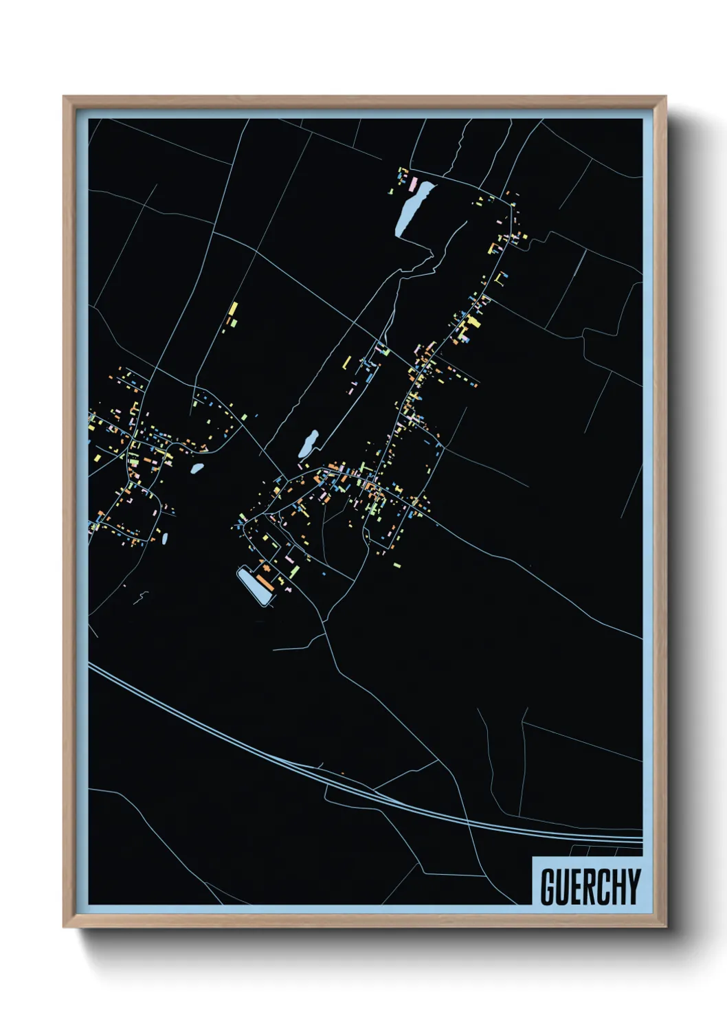 Une affiche de carte sur Guerchy