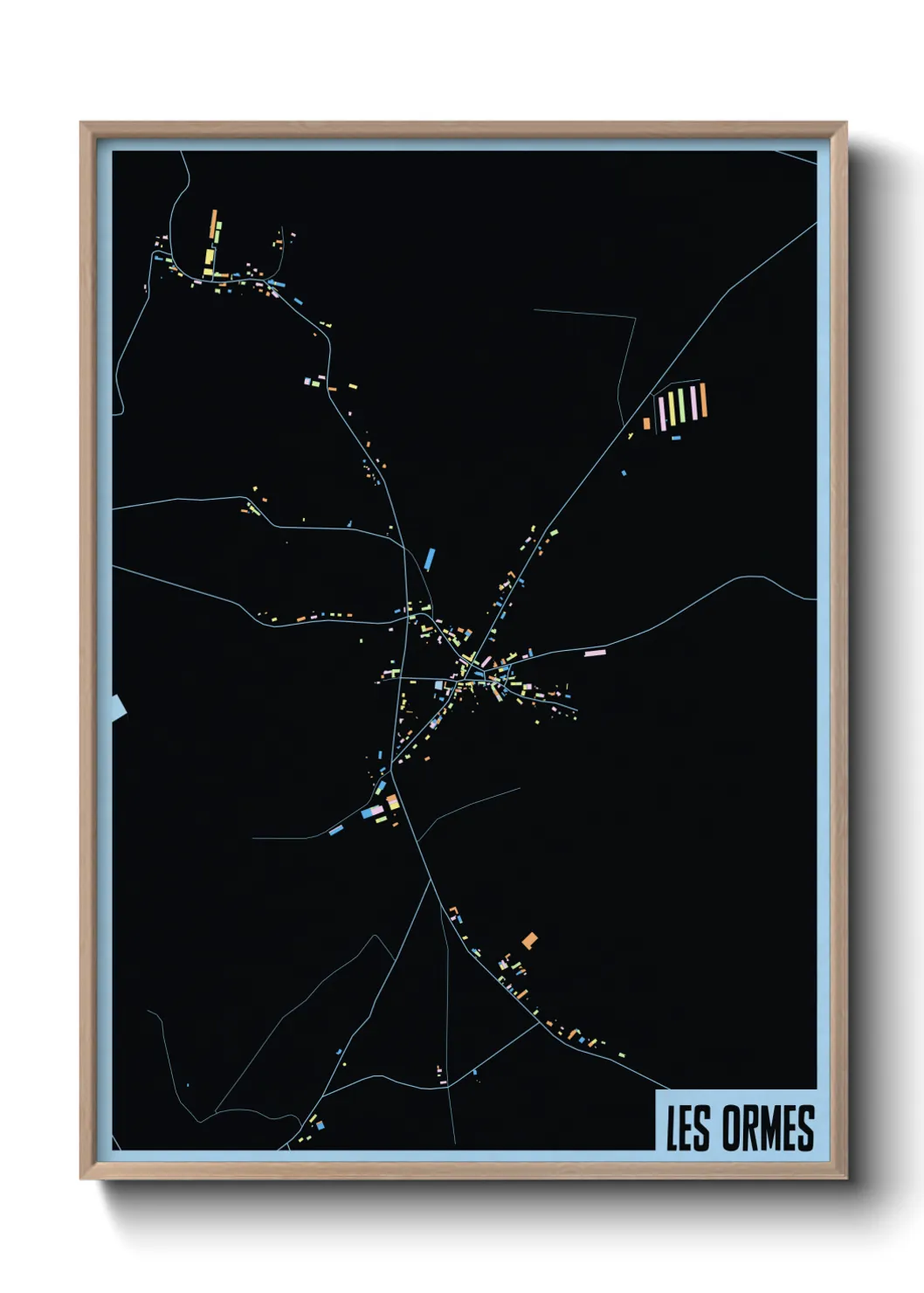 Une affiche de carte sur Les Ormes