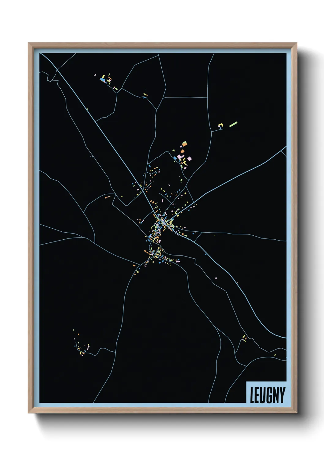 Une affiche de carte sur Leugny