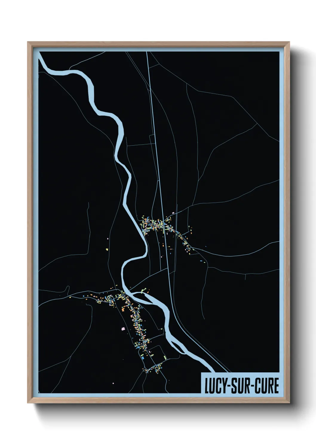 Une affiche de carte sur Lucy-sur-Cure