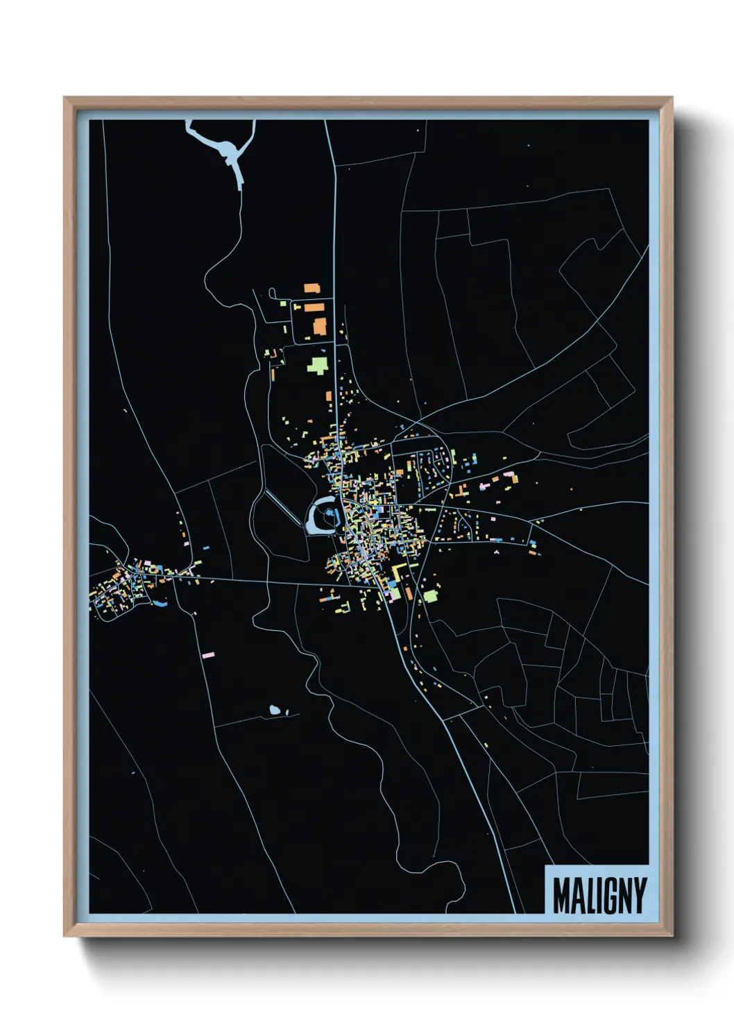 Une affiche de carte sur Maligny