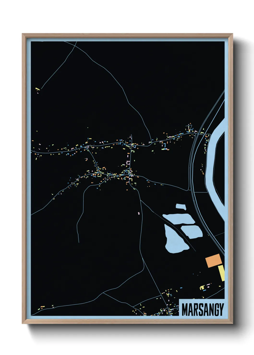 Une affiche de carte sur Marsangy