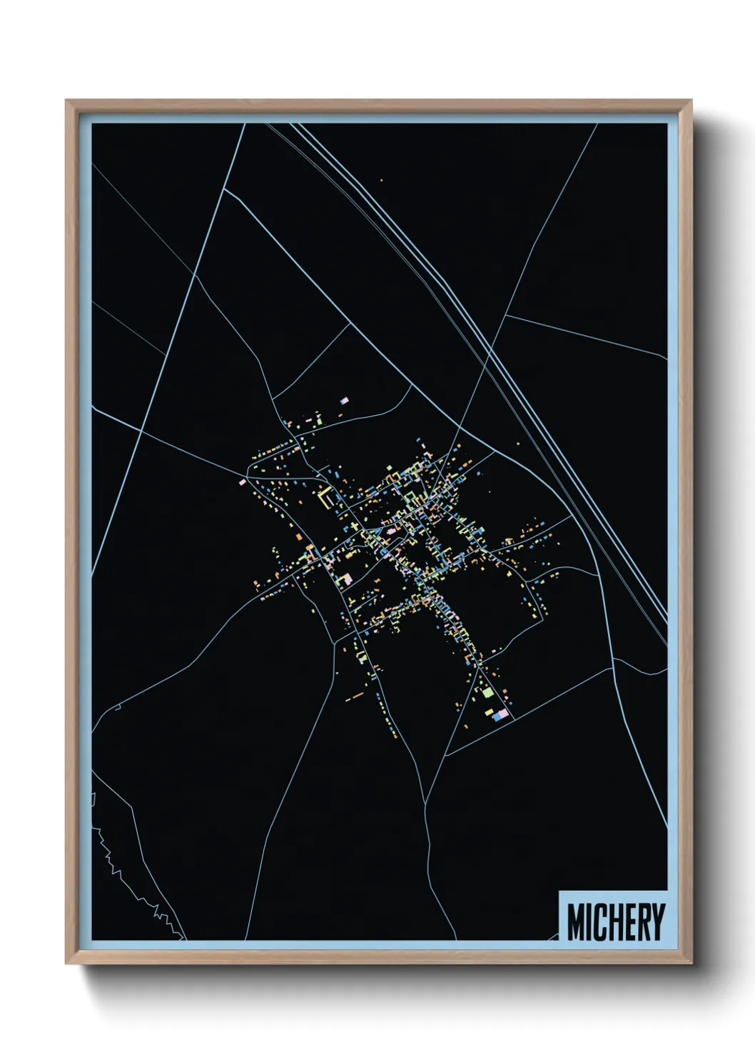 Une affiche de carte sur Michery