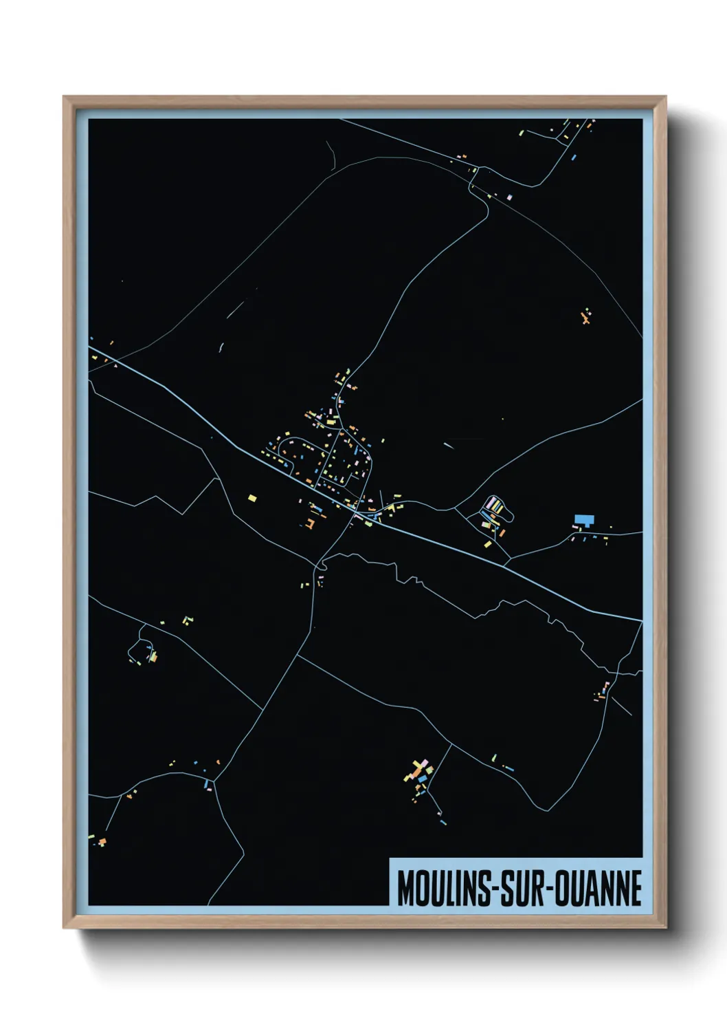 Une affiche de carte sur Moulins-sur-Ouanne