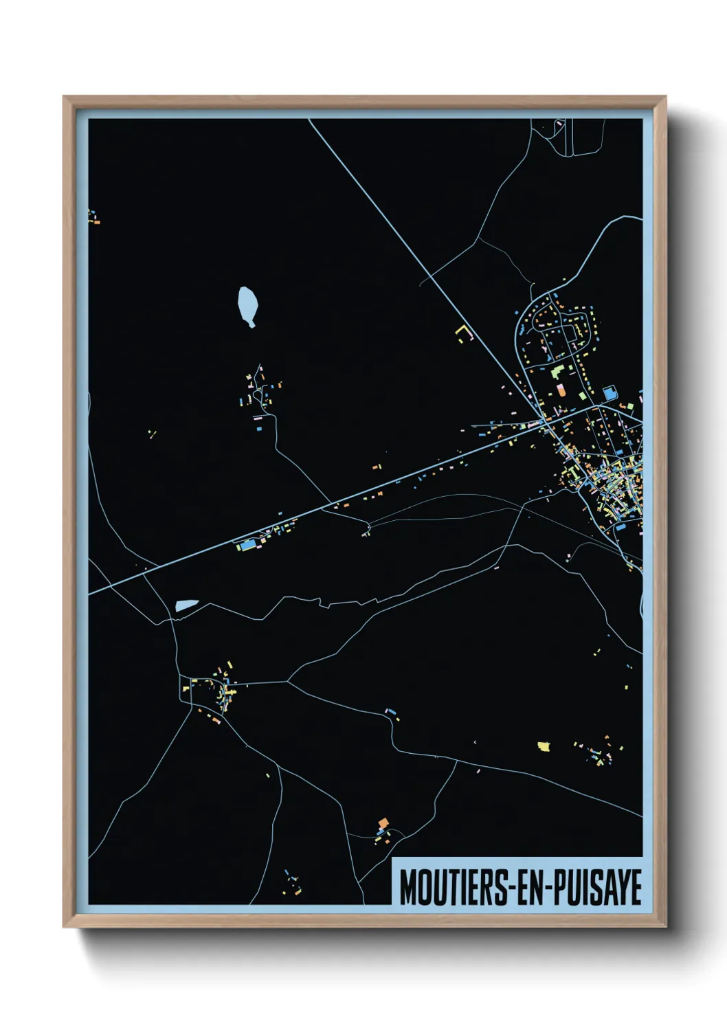 Une affiche de carte sur Moutiers-en-Puisaye