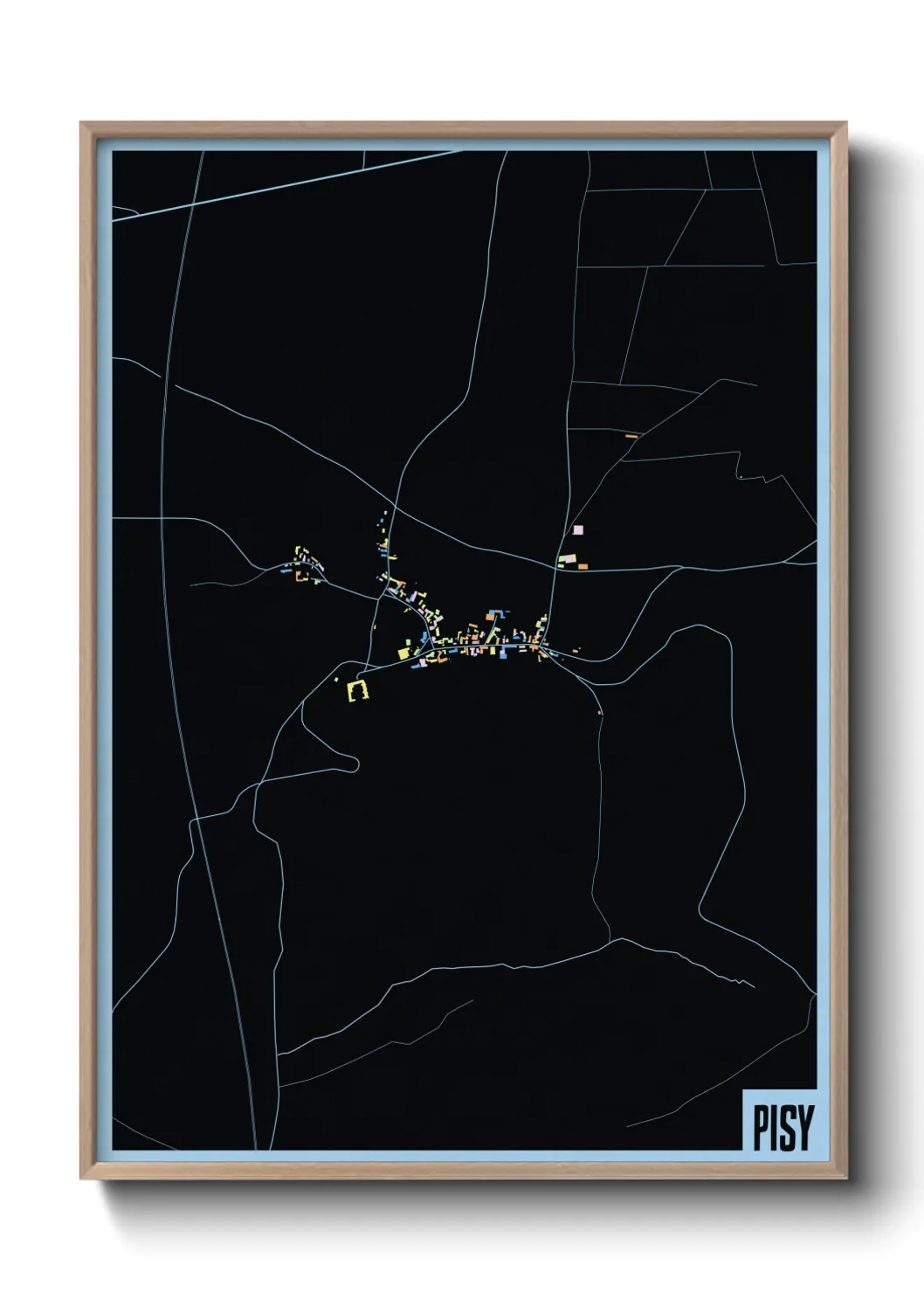 Une affiche de carte sur Pisy