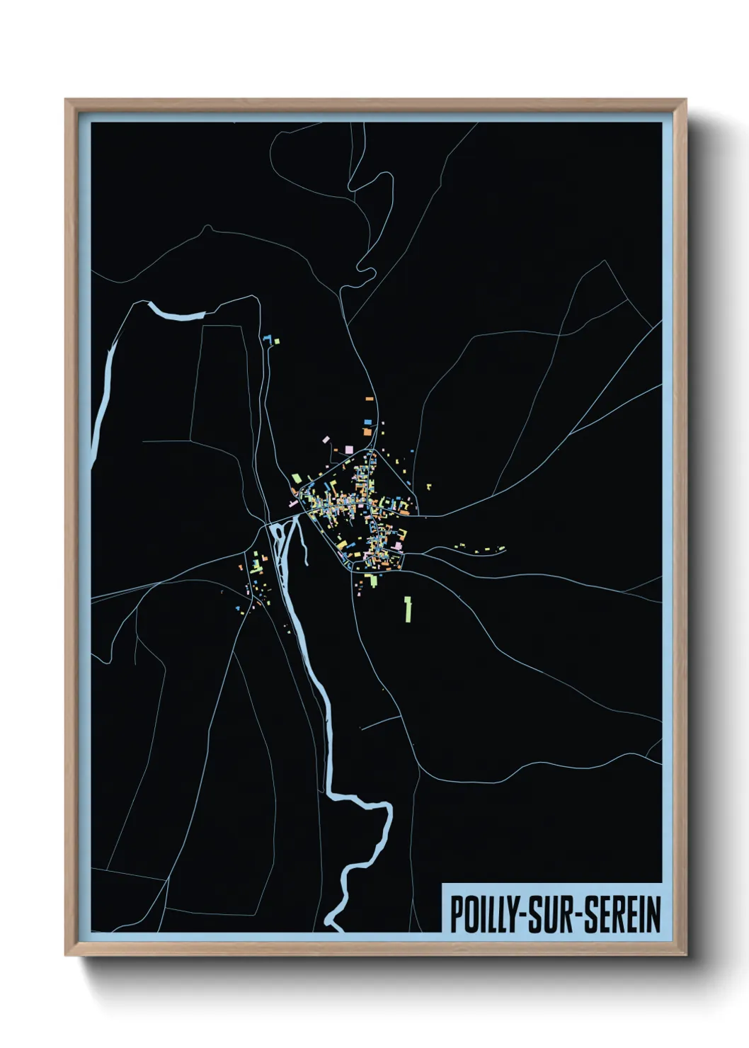 Une affiche de carte sur Poilly-sur-Serein