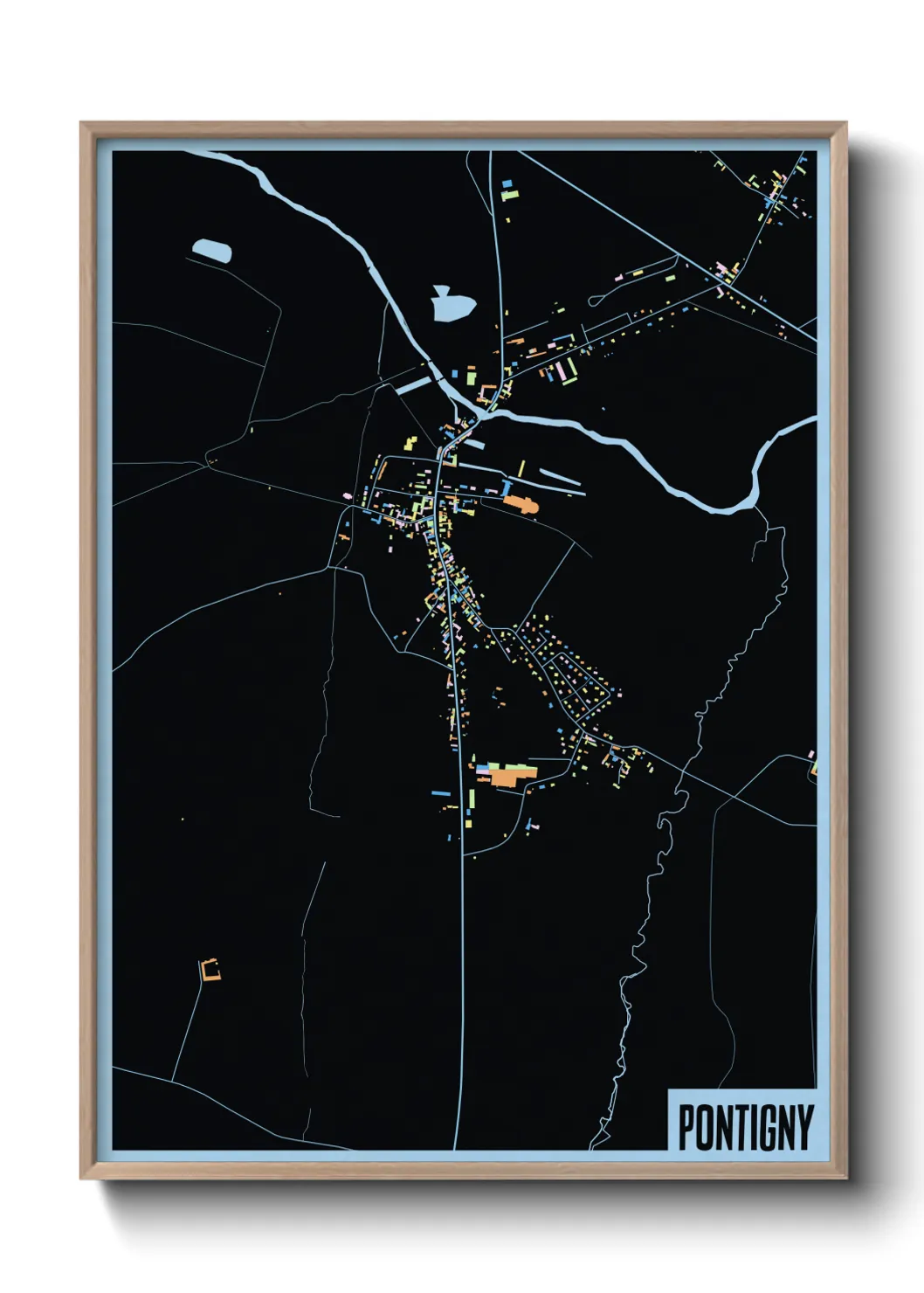 Une affiche de carte sur Pontigny