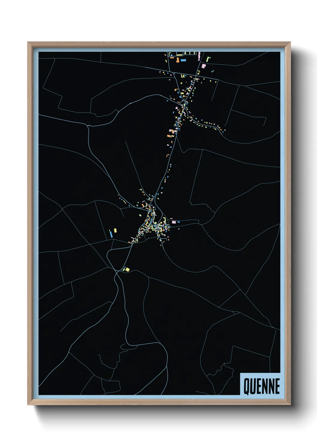 Une affiche de carte sur Quenne