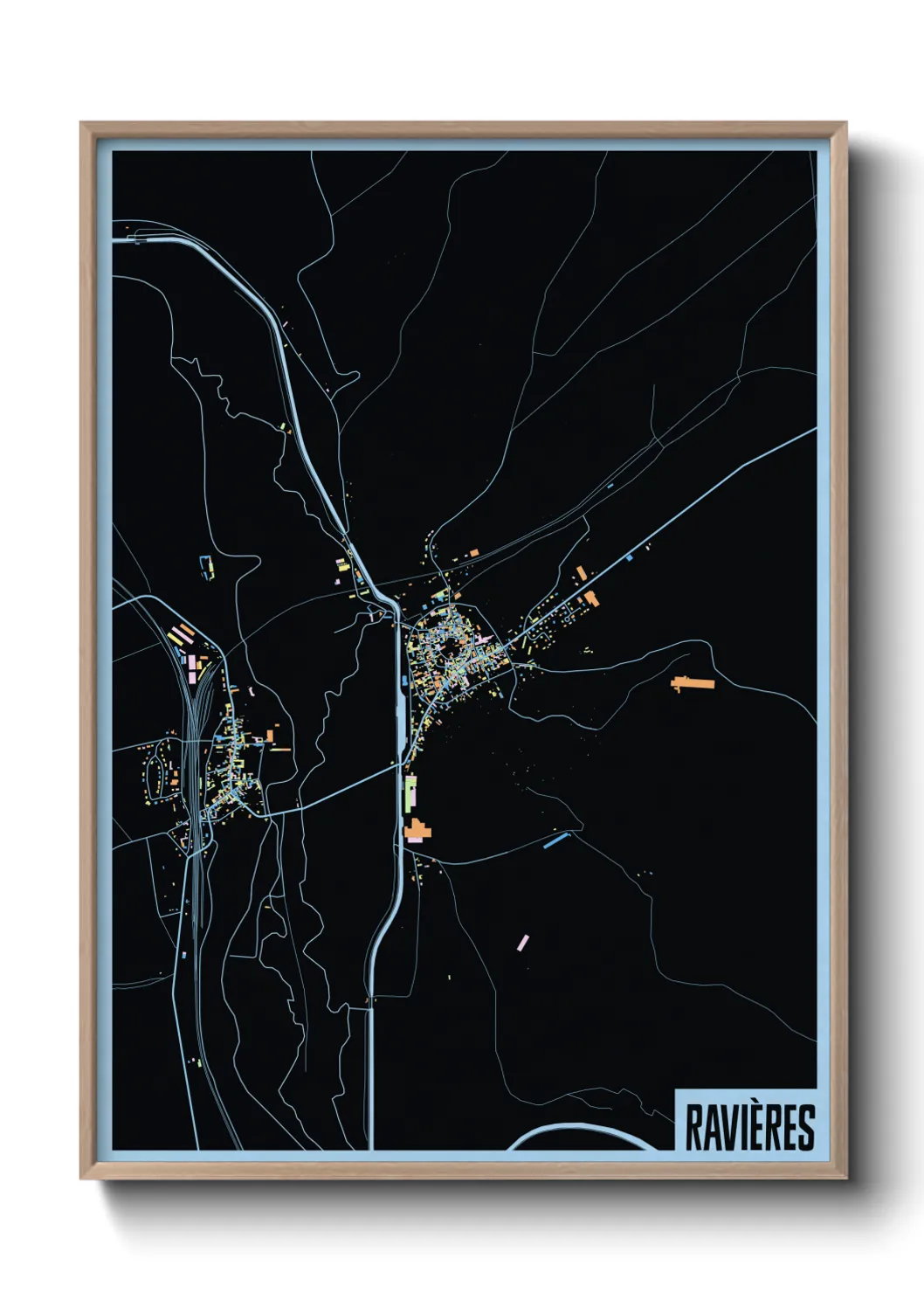 Une affiche de carte sur Ravières