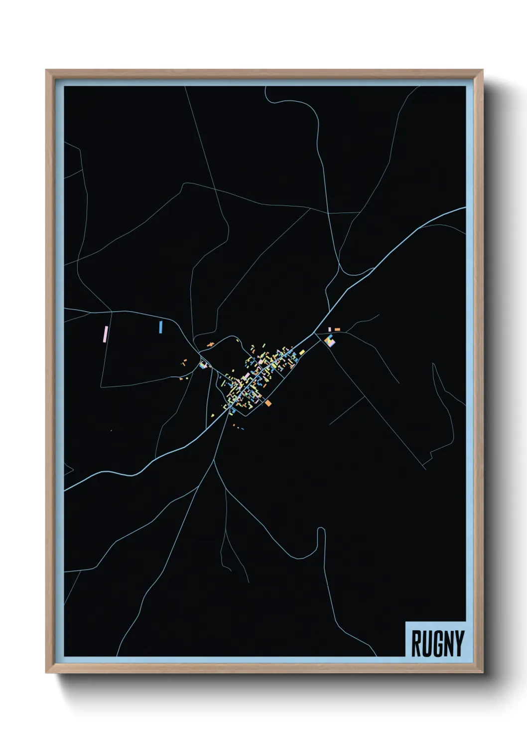 Une affiche de carte sur Rugny