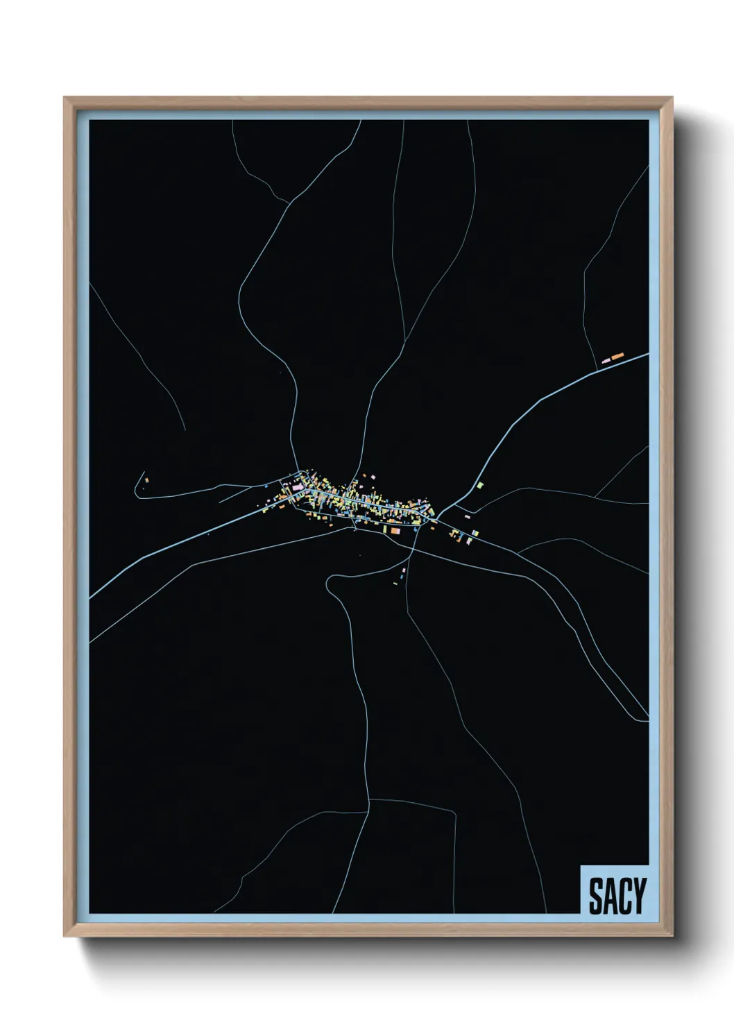 Une affiche de carte sur Sacy