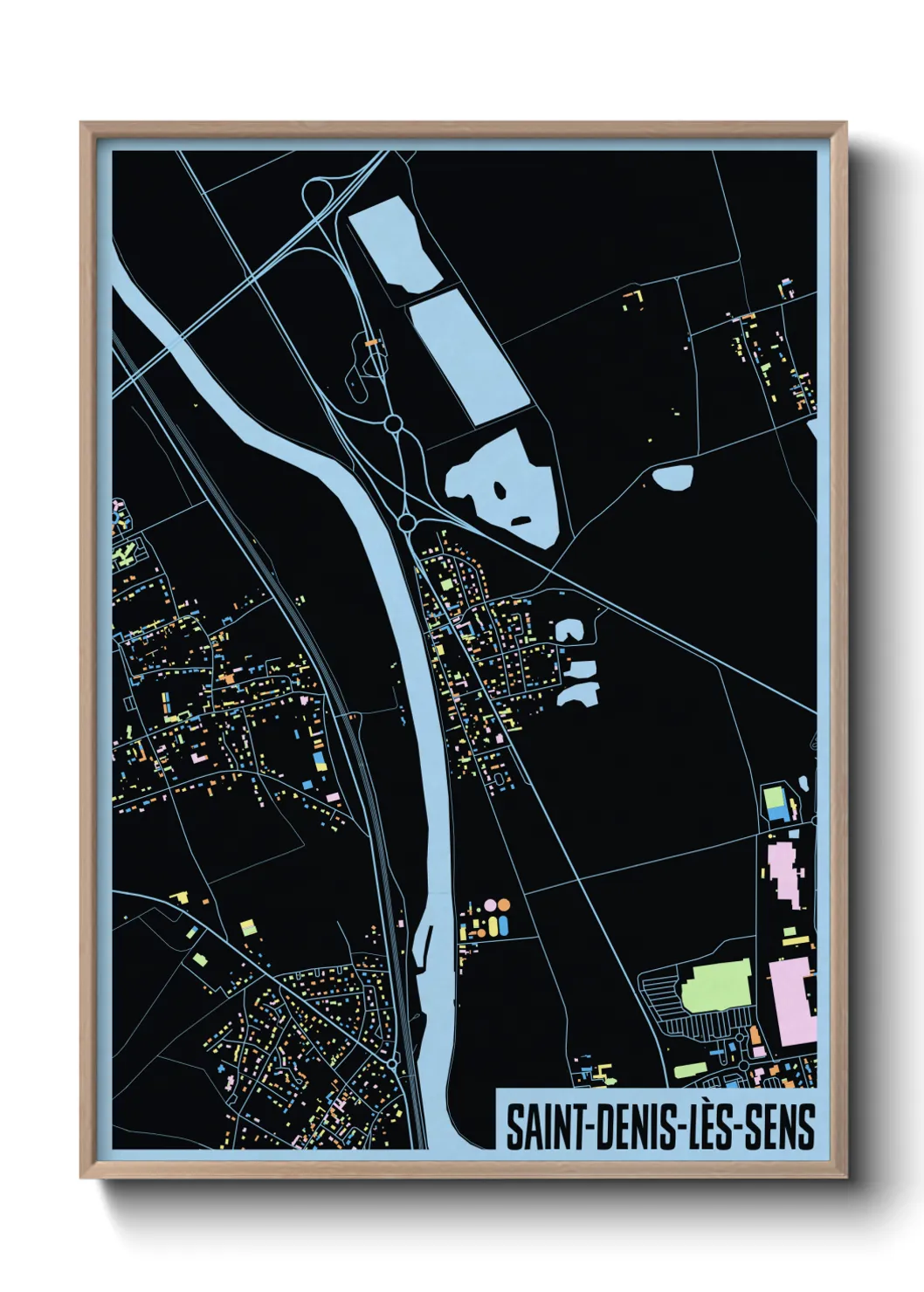 Une affiche de carte sur Saint-Denis-lès-Sens