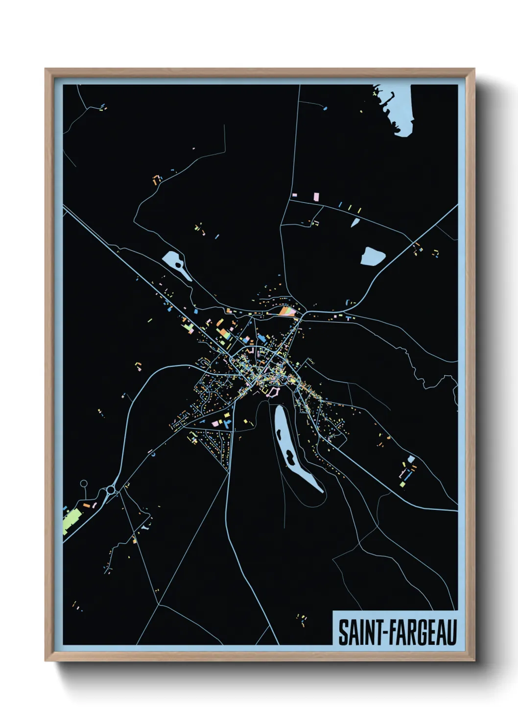 Une affiche de carte sur Saint-Fargeau